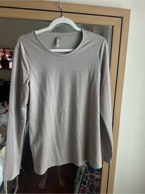 Banana Republic Long-Sleeve Crewneck Top - Metallic Gray